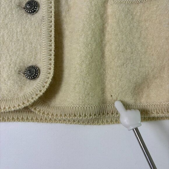 Vintage Kitz-Pichler Boiled Wool Cardigan Jacket Womens Small Cream Button Front - Picture 8 of 16